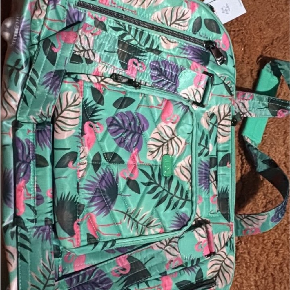 Lug propeller Green and Pink Flamingo Leaf bag